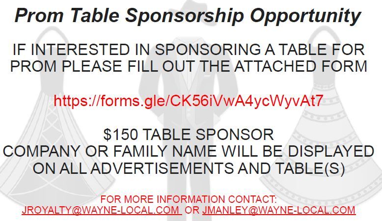 Prom Table Sponsorship Opportunity poster